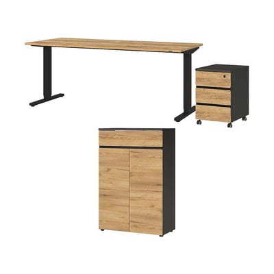 Büro-Set Lissabon 11 - Graphit/Navarra-Eiche - GER-8233-549