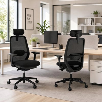 Bürostuhl Elovie mit Kopfstütze - F-NST-ELOVIE-SWIVEL-CHAIR-MESH-HRT