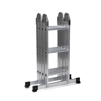 Mehrzweckleiter SOLID W3 Aluminium mit Stahlplattform silber - HJH-801202