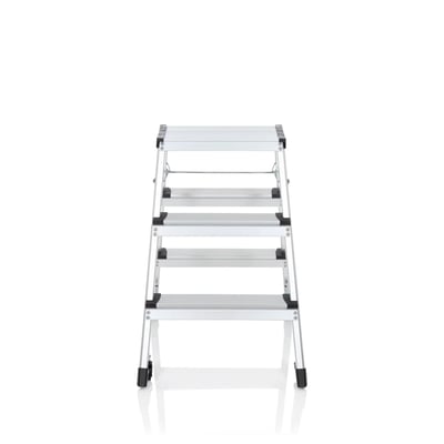 Doppelseitige Klappleiter auf 4 Rollen SOLID IV Aluminium 3 Stufen - HJH-830009