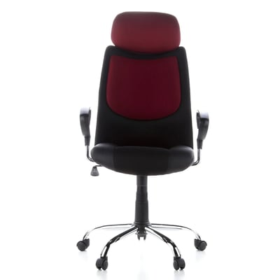 Bürostuhl Chefsessel CITY 80 Kunstleder Stoff schwarz bordeaux Chrom - HJH-666840