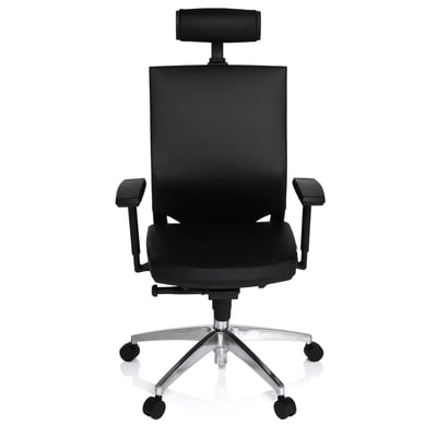 Bürostuhl Chefsessel PORTO MAX HIGH Leder schwarz - HJH-657270
