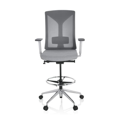 Arbeitsstuhl Arbeitshocker HALIFAX WORK Stoff Netzstoff grau - HJH-751010