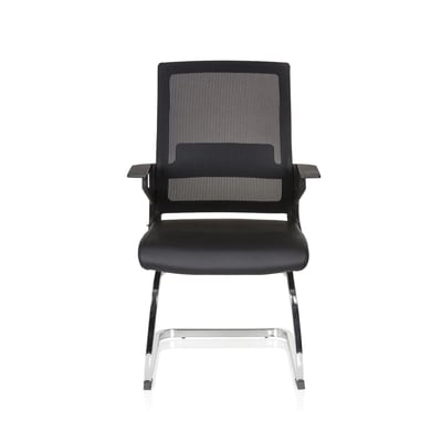 Konferenzstuhl Freischwinger Stuhl INVENTOR V PRO Kunstleder schwarz - HJH-732105