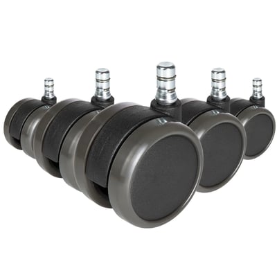 5x Hartbodenrollen ROLO 11mm 65mm Büro-Stuhl-Rollen No-Noise (5er Pack) - HJH-619025