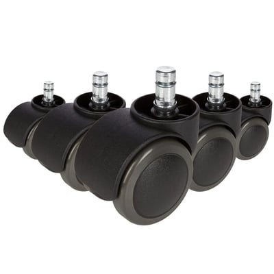 5x Hartbodenrollen ROLO 11mm 50mm Büro-Stuhl-Rollen No-Noise (5er Pack) - HJH-619026