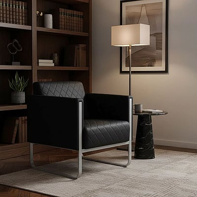 Loungesessel ARUBA STEP Gestell weißgrau Kunstleder 1-Sitzer schwarz - HJH-713300