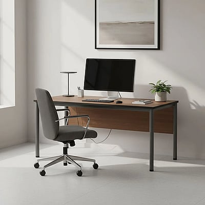 Schreibtisch E10 Rundrohr 4-Fuß mit Beinraumblende - NST-E10-ES-DESK-I-LEG-PNM