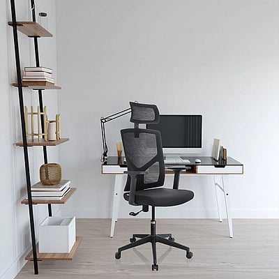 Bürostuhl Drehstuhl BRETON B Stoff Netzstoff schwarz - HJH-751002