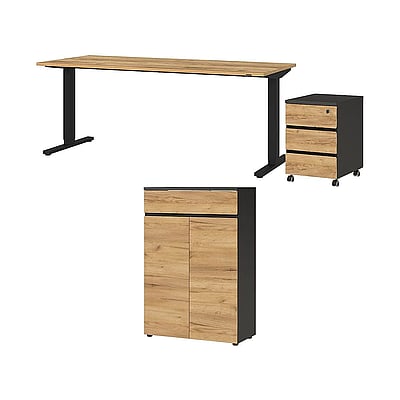 Büro-Set Lissabon 11 - Graphit/Navarra-Eiche - GER-8233-549
