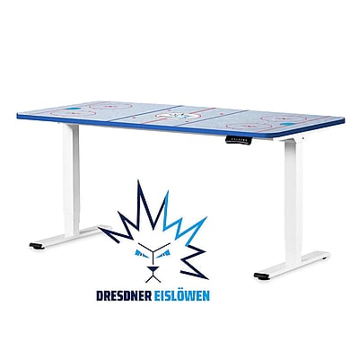 Höhenverstellbarer Schreibtisch Stayble Color - Dresdner Eislöwen Edition - BME-AZ2001-X-TP-CL-DRE