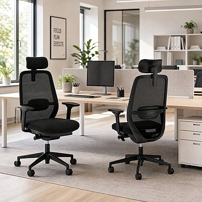Bürostuhl Elovie mit Kopfstütze - F-NST-ELOVIE-SWIVEL-CHAIR-MESH-HRT