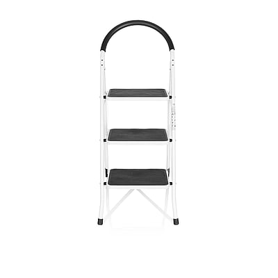 Klappleiter SOLID W2 Stahl 3 Stufen weiß - HJH-801201