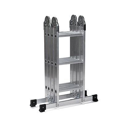 Mehrzweckleiter SOLID W3 Aluminium mit Stahlplattform silber - HJH-801202