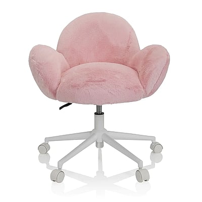 Kinderstuhl Kinderschreibtischstuhl KID TEDDY Kunstfell rosa - HJH-719224