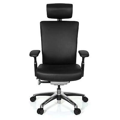 Bürostuhl NOVA Leder schwarz - HJH-657604