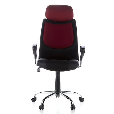 Bürostuhl Chefsessel CITY 80 Kunstleder Stoff schwarz bordeaux Chrom - HJH-666840