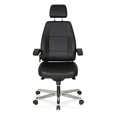 Arbeitsstuhl Chefsessel 24 HOURS Leder schwarz - HJH-608901