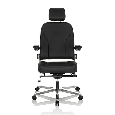 Bürostuhl Chefsessel 24 HOURS F Leder schwarz - HJH-608994