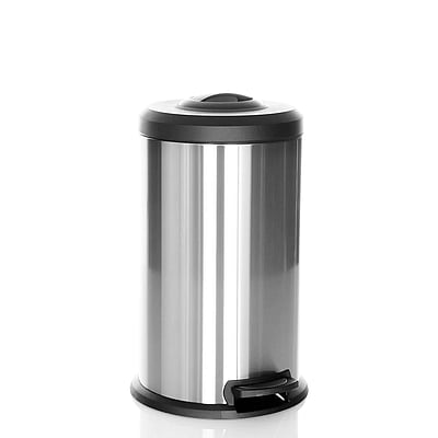 Abfallsammler Mülleimer CLEAN X 40L Stahl mit integrierter Pressvorrichtung silber - HJH-741103