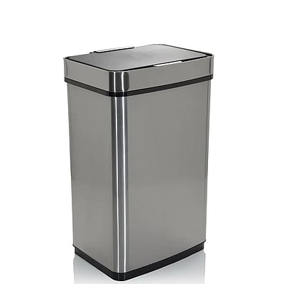 Abfallsammler Mülleimer CLEAN IV mit Sensor 60L Stahl silber - HJH-830045
