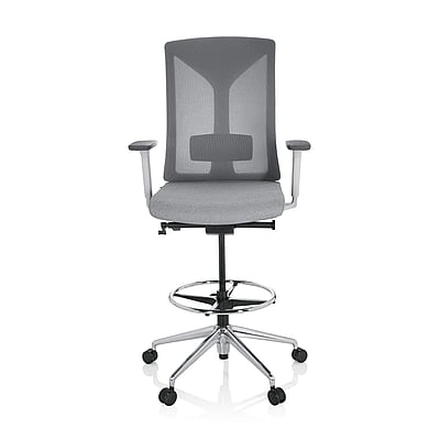 Arbeitsstuhl Arbeitshocker HALIFAX WORK Stoff Netzstoff grau - HJH-751010