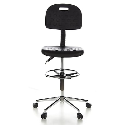 Hocker Drehhocker Arbeitsstuhl TOP WORK 23 Hartschaum schwarz Chrom - hjh-665060