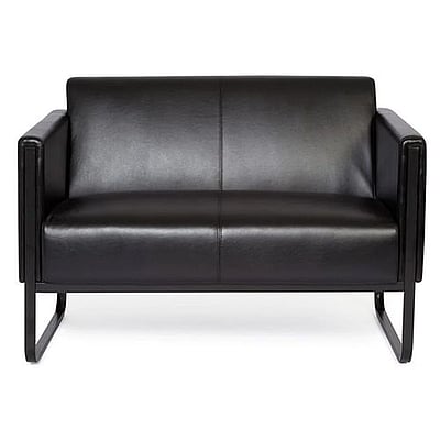 Loungesofa BALI BLACK Gestell schwarz Kunstleder glatt 2-Sitzer schwarz - HJH-713308