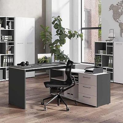 Eckschreibtisch 4188 Pasadena - Graphit/Weiß - GER-4188-569