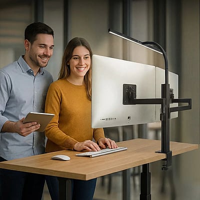 Tischleuchte mit Monitorarm doppelt Strata screen - HMN-400207201