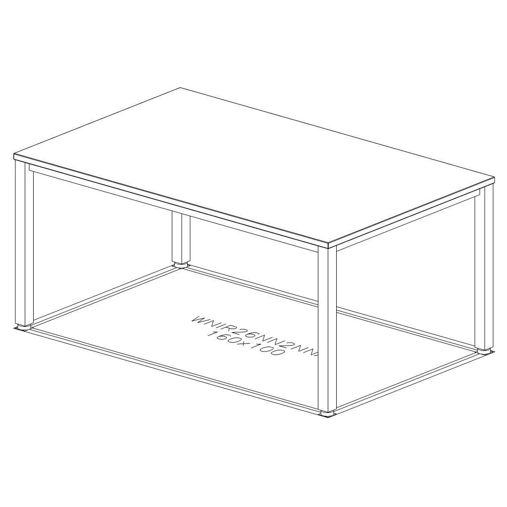 Schreibtisch E10 HV 160 x 100 cm QR 4-Fuß - Maple/Chrom von Nowy Styl - Produktbild 2 von 2