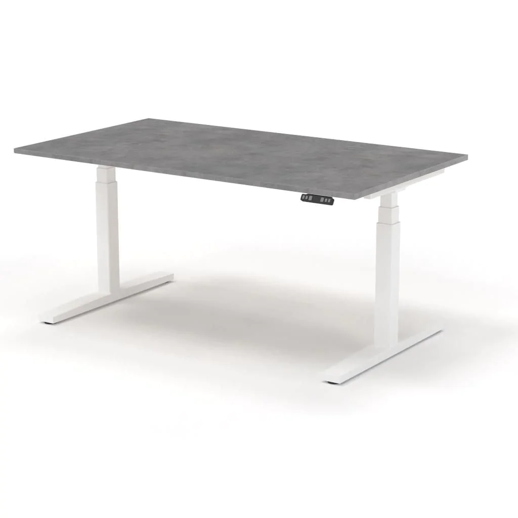 Höhenverstellbarer Schreibtisch eUP 3 160 x 90 cm - Light Grey Concrete/White - NST-EUP3-1600X900-MK-MK-WH