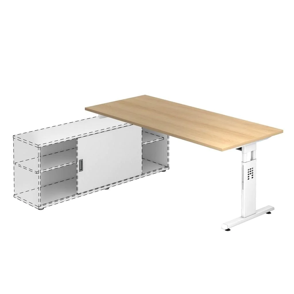 Schreibtisch O zur Auflage 180 x 80 cm - Eiche/Weiß - HBA-OSE19-E-W