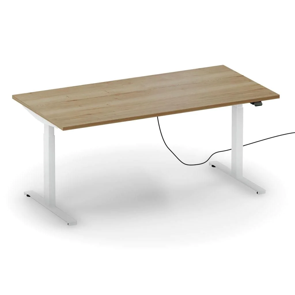 Höhenverstellbarer Schreibtisch easyT 120 x 70 cm E - Halifax Eiche/Titanweiß - ITH-EASYT-1207-E-H4-H4-TW