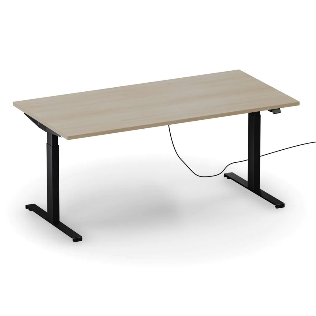 Höhenverstellbarer Schreibtisch easyT 140 x 70 cm E - Lakeland Akazie/Vulkanschwarz von BME home - Produktbild 1 von 1