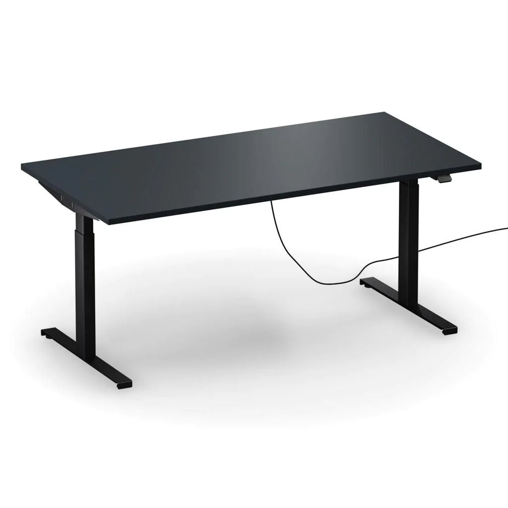 Höhenverstellbarer Schreibtisch easyT 160 x 80 cm E - Vulkanschwarz/Vulkanschwarz - ITH-EASYT-1608-E-MS-MS-MS