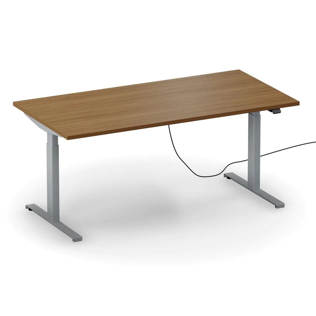 Höhenverstellbarer Schreibtisch easyT 140 x 70 cm E - Französisch Nussbaum/Weißaluminium - ITH-EASYT-1407-E-ND-ND-W2
