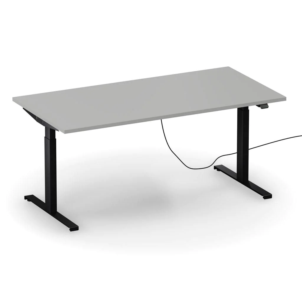 Höhenverstellbarer Schreibtisch easyT 120 x 70 cm E - Platin/Vulkanschwarz - ITH-EASYT-1207-E-PL-PL-MS