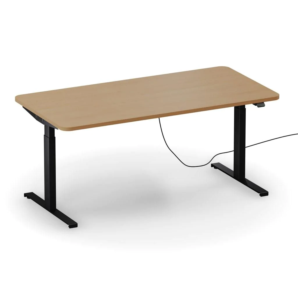 Höhenverstellbarer Schreibtisch easyT 140 x 80 cm R - Buche Tirol/Vulkanschwarz - ITH-EASYT-1408-R-BH-BH-MS