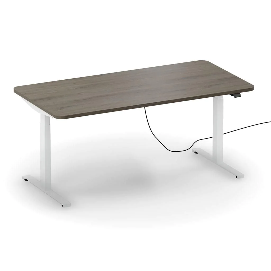 Höhenverstellbarer Schreibtisch easyT 160 x 90 cm R - Denver Eiche/Titanweiß von BME home - Produktbild 1 von 1