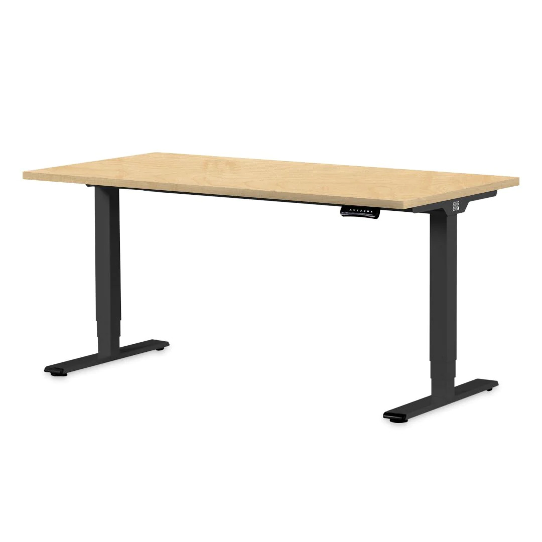 Höhenverstellbarer Schreibtisch Stayble Basic 160 x 80 cm - Königsahorn/Schwarz - F-BME-AZ2001-B-TP-A27001-160-80