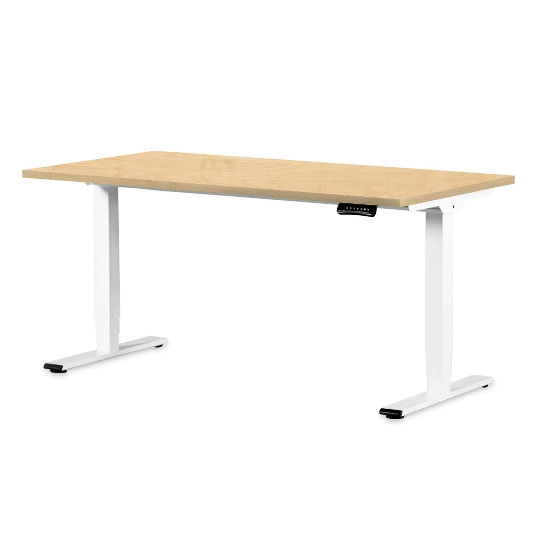 Höhenverstellbarer Schreibtisch Stayble Basic 160 x 80 cm - Königsahorn/Weiß - F-BME-AZ2001-W-TP-A27001-160-80