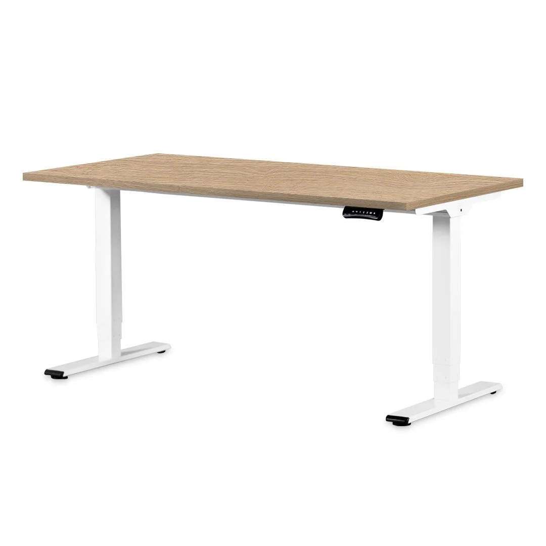 Höhenverstellbarer Schreibtisch Stayble Basic 160 x 80 cm - Lindberg-Eiche/Weiß - F-BME-AZ2001-W-TP-E20021-160-80