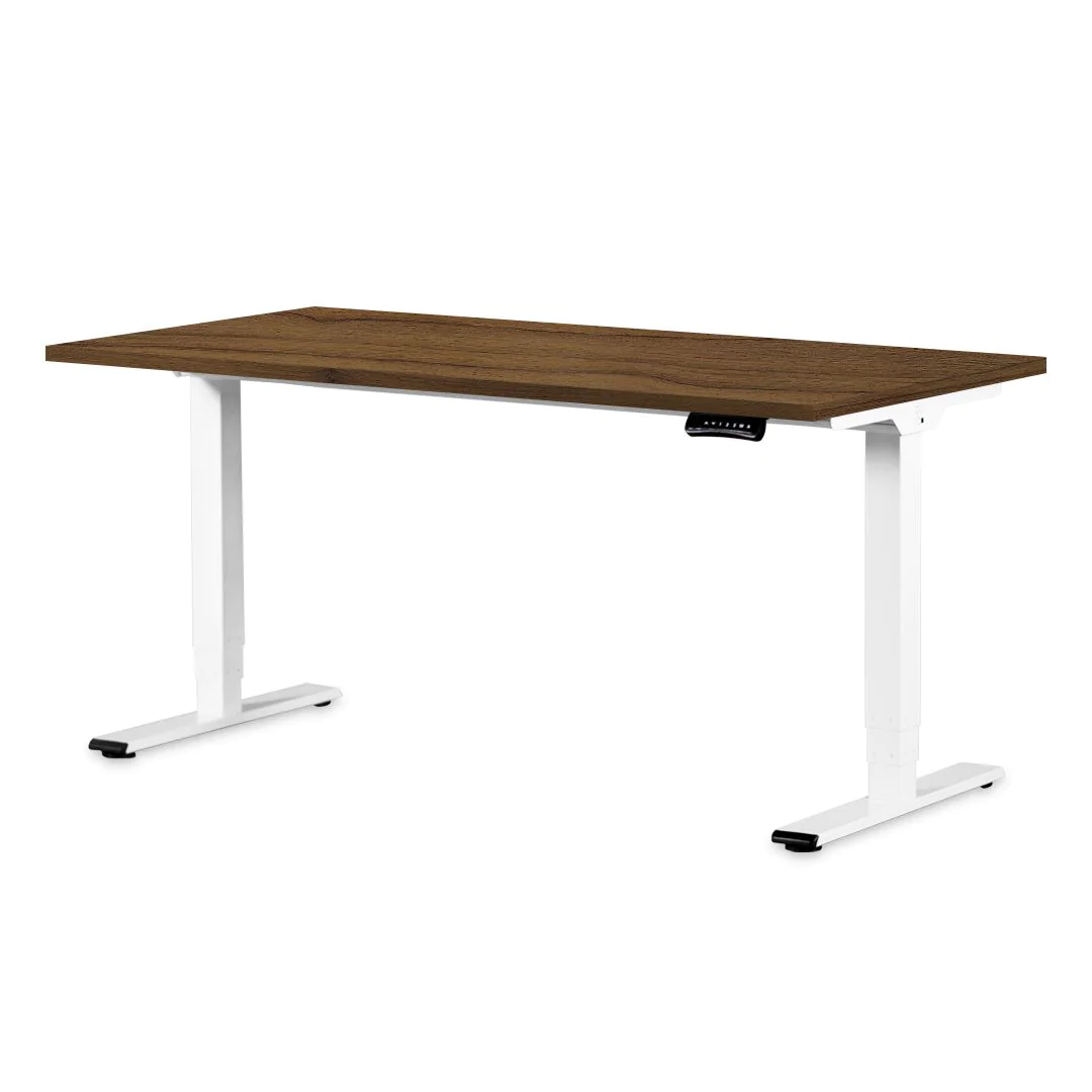 Höhenverstellbarer Schreibtisch Stayble Basic 160 x 80 cm - Walnuss/Weiß - F-BME-AZ2001-W-TP-N30011-160-80